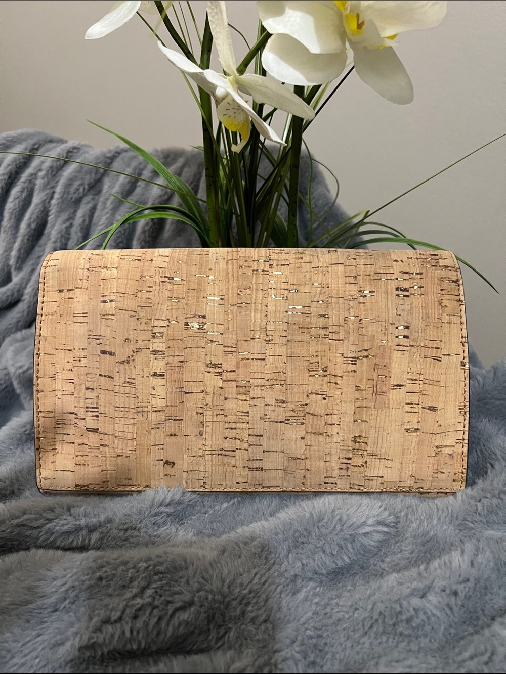 Diane Von Furstenberg Natural Cork Envelope Clutch EUC retail $365 - Picture 3 of 8